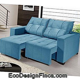 Retractable blue oil sofa.