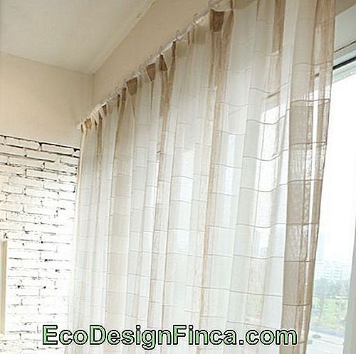 Curtain with stripes.