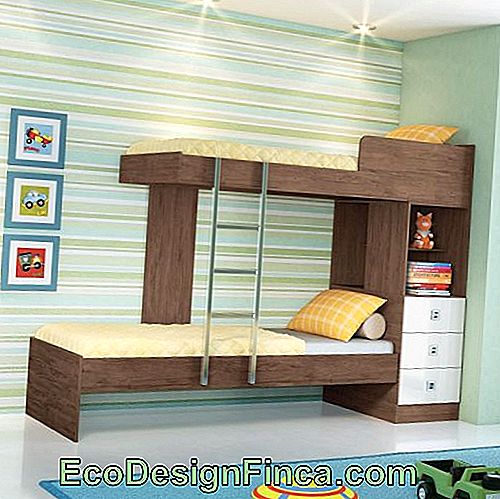 bunk with brown drawers