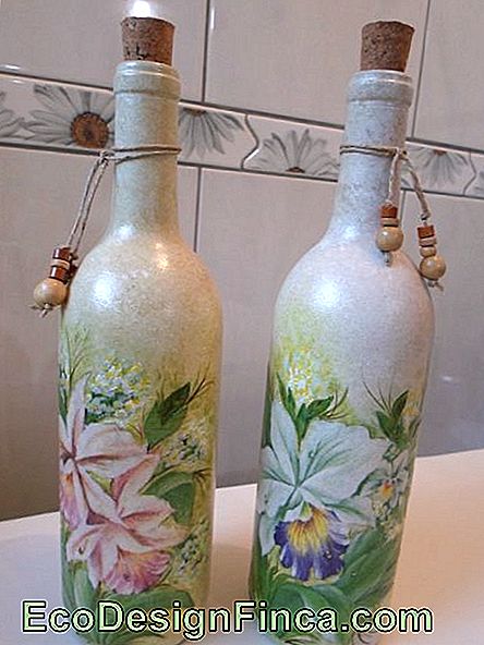 Decoupage i flaske med blomster