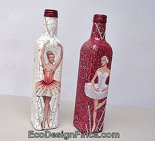 Decoupage i olivenolje flaske med ballerina