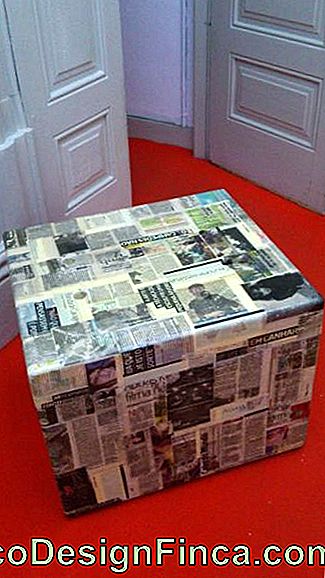 Decoupage med avis i boks