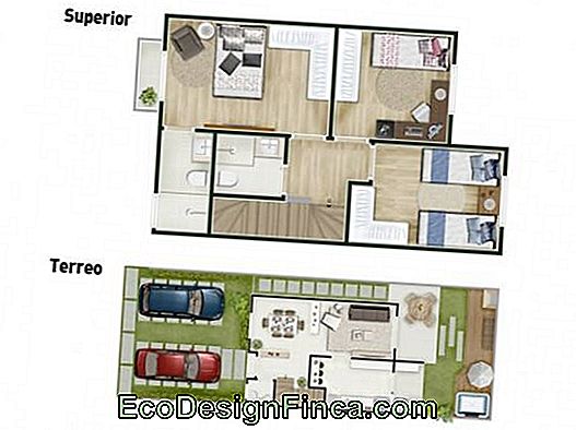 Twee verdiepingen tellende moderne herenhuizen voor kleine gezinnen