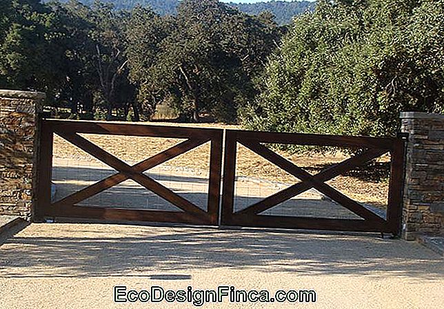 Lo schermo metallico dietro il cancello di legno impedisce agli animali di entrare nella proprietà.