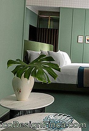 Naturkledde blader i lysegrønne soverommet