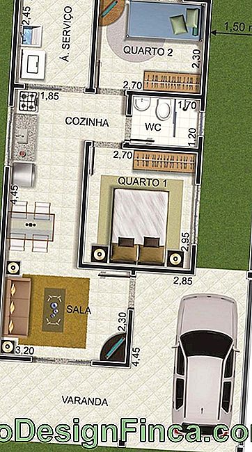 Small house plan with just one bathroom