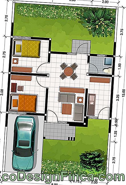 House plan with two small bedrooms